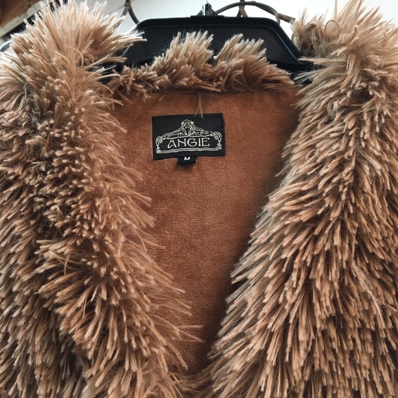 vintage y2k angie faux fur shaggy long coat duster sz m - Picture 3 of 11